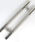 Stainless Steel Brushed Round Tube Door Handle Set For Glass And Wood Doors, Push Pull Style, Four Length Options, 1200x900mm