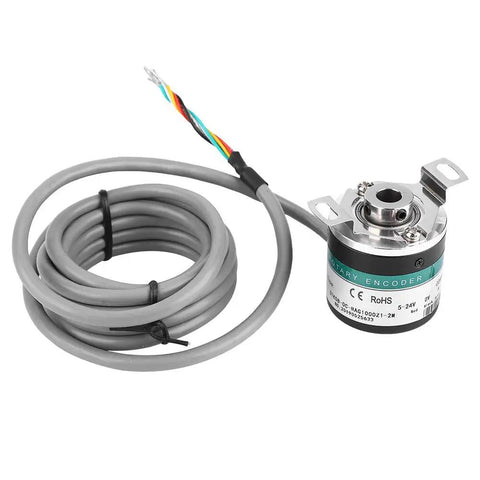 Tough As Nails Rotary Encoder With Hollow Shaft And Three Phase Output 5V And 24V Power Ready Industrial Sensor with cable