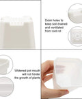 30 Pack 3 Inch White Square Nursery Pots With Drain Holes And Saucers For Seed Starting And Seedlings, close-up of pot details.