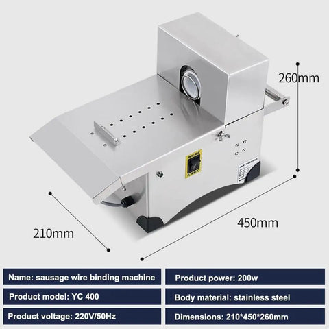 Top Shelf Commercial Electric Sausage Tying Machine Featuring Solid Stainless Steel Build And No Sweat Foot Pedal For Effortless Auto Knotting With Precisely Adjustable Link Sizes, 210x450x260mm