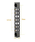 Kick Ass Aluminum Cheese Bar For Camera Monitor Rig Mount Standard Quarter Inch Screw Holes Lightweight Black Video Accessory Smooth Operation Pro Filmmakers Will Totally Dig This Setup side view with measurements