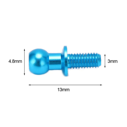 Beefed-Up Aluminum RC Ball Link Track Rod Set For TT01 TT02 Cars, 10 Pieces Ball Screw Ends, 13mm blue aluminum ball joint with 3mm threads