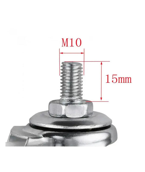 M10 mount detail of Four Piece Two Inch Light Black PP Caster Set Movable Screw Mount M10 Furniture Swivel Casters For Tables Chairs Cabinets