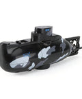 Black Remote Control Submarine Boat For Pool Fun, 6 Channel RC Sub With 360 Degree Spin, Static Dive To Depth, Durable Plastic