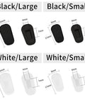 Hella Soft Anti Slip Silicone Eyeglass Nose Pads 18 Pair Replacement Kit With Cleaning Cloth Super Snug Grip Featherlight Allergy Free For Glasses And Sunglasses Small White and Black Sizes Display with Measurements