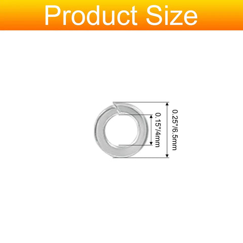 100 Pack Size 6 Stainless Steel Spring Lock Washers, Split Lock Washers, rustproof and durable for indoor outdoor use with dimensions shown