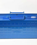 Front view of Sturdy ST Tool Box With Two Cantilever Trays ST350B Blue Heavy Duty Tool Chest For Pros And DIYers Portable Organizer