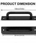 2 Pack Aluminum Gate Pull Handle For Wooden Fences And Barn Doors Black Finish With Screws Included Durable Outdoor Gate Hardware For Sheds And Fences shown with dimensions