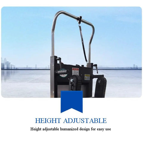 Ultimate Motorized Stair Climbing Cart With Foldable Handle And No Slip Wheels, featuring adjustable height for easy handling.
