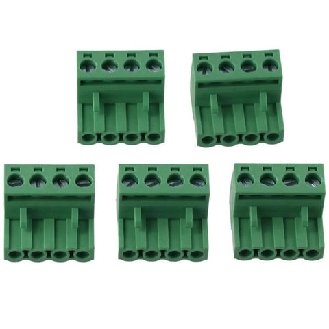 Green 4 Pole PCB Mount Terminal Block Connector Set 5 Pieces Male And Female 4 Pin Phoenix Type 5.08mm Spacing 300V 10A Rating Copper Block UL 94V0 Shell Pro Grade Electronics Wiring Harness