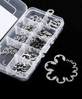120Pcs 10 Size 304 Stainless Steel E Clip Assortment Kit With External Retaining Snap Rings Circlips For 1.5 To 10 Mm In Durable Plastic Storage Box