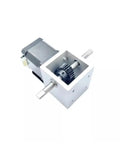 Compact 42 Stepper Motor Packed With An Ultra Quiet Worm Gear Reducer One X Twenty Ratio showing aluminum housing and internal gear.