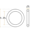 Nitrile Rubber O Rings 3mm Inner Diameter 5mm Outer Diameter 1mm Cross Section Pack Of 50 Oil Resistant Go To Heavy Duty Seal Gasket For Machinery Plumbing And Automotive Use From Minus 30 To 250 Degrees Fahrenheit, size diagram