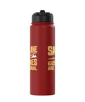 Red insulated stainless steel water bottle with black lid for sailplane pilots and glider enthusiasts, dual-wall design, bottle upright.
