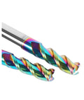 Premium 3Flute End Mill Set From HighSpeed Steel Slices Aluminum Wood Plastic Copper Acrylic Like Butter, colorful fluted design.
