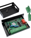 4 Pack Stepper Motor Driver Kit For Nema 17 23 34 CNC Controllers, 4A 9-42V, board and components shown with protective casing