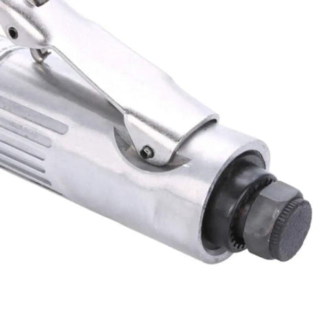Heavy Hitter Mini Air Die Grinder Delivering Killer 25000 Rpm close-up of tool head showing control lever and exhaust.
