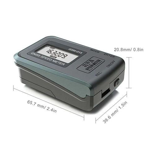 GPS Speedometer and Altimeter for RC Drones and Planes, compact GPS speed meter with display and dimensions.