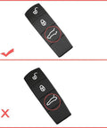 Porsche Key Fob Button Cover For Cayenne And Macan, Soft Silicone Case showing correct and incorrect cover installation