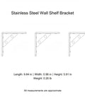 Heavy-Duty Wall Mount Shelf Support L-Bracket Stainless Steel diagram with dimensions and corrosion-resistant silver finish