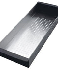 Peak Colander With Black Handles And Cool To The Touch Grip Pro Grade Stainless Steel Kitchen Strainer Silver Finish