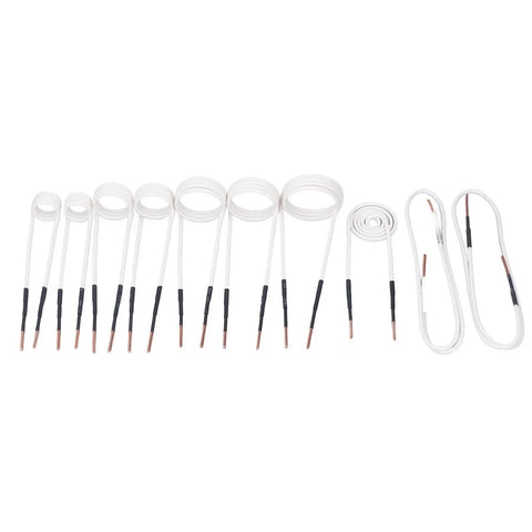 Heavy Duty Induction Heater Coil Kit 10 Piece Brass Core Bundle with various sizes for rust removal.