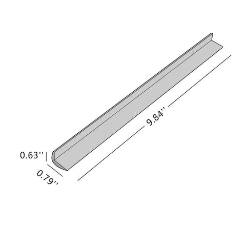 Diagram of semi-transparent corner guard with dimensions, part of Kid Proof Corner Guard For Home Edges And Furniture Protects Little Heads From Sharp Corners With Easy Double Sided Tape Easy Install On Chairs Desks Tables TV Stands And Cribs