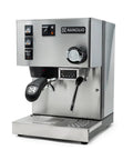 Solid Build Espresso Machine With Precision PID Temperature Controller And Programmable Pre Infusion For Killer Pulls Plus Built In Shot Timer For Zero Guesswork Home Brewing in stainless steel design with controls and steam wand.