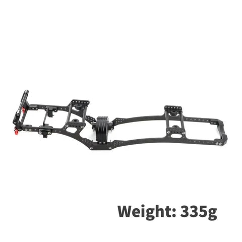 Low CG Carbon Fiber RC Car Chassis Frame Kit For Axial SCX10 Scale Crawler with Rail Guard, 335g, aluminum alloy parts.