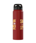 Red insulated stainless steel water bottle for sailplane pilots and glider enthusiasts, durable hydration gear for aviation nerds.