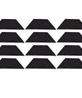 Sick Acoustic Panel Set With 12 Pieces Of Trapezoidal Soundproof Foam, black foam tiles arranged in four rows for sound absorption.