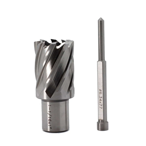 OSCARBIDE annular cutter 1-1/16 in dia, 1 in depth, 3/4 in Weldon shank; mag drill bit with pilot pin