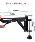 Heavy Duty Foldable Shelf Brackets For Desk Extension Clamps Punch Free Tabletop Mount Black Steel dimensions 9.65in x 7.48in.