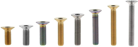 Pro Grade Kickass Titanium Bolt Set Five Piece M6 X 25 mm Flat Countersunk Head Allen Key in mixed colors