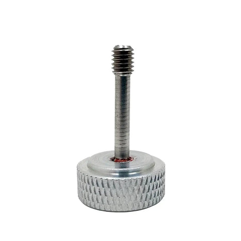 M5 X 25 MM Captive Panel Screws With Knurled Thumb Head 4 Pc Set Stainless Steel Thread Aluminum Alloy showing knurled grip and threaded design.