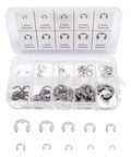 120Piece Metal E Clip Assortment Kit With Durable E Retaining Rings In Sizes From 1.5Mm To 10Mm, in labeled storage box.
