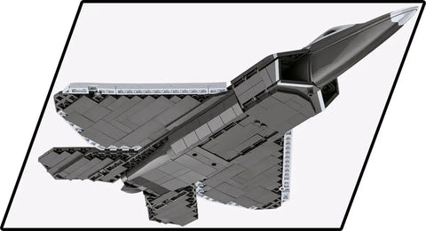 Bottom view of Armed Forces Lockheed F 22 Raptor 1 To 48 Scale Model Kit With 695 High Quality Elements in Black and White