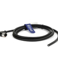 Right Angle M12 4 Pin Female A-Code Sensor Plug Cable, Industrial Grade 22 AWG PVC Jacket, shielded, coiled with connector visible