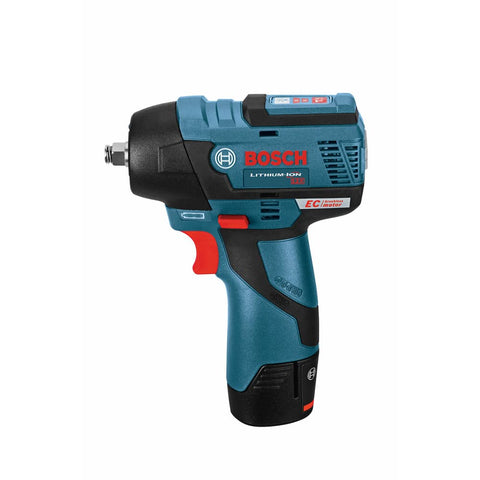 Side view of 12V Max Brushless Three Eighths Inch Impact Wrench Bare Tool Ultra Compact Five Point Five Inch Head Lightweight One Point Six Pound Tool