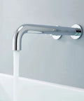 Wall Mount Tub Filler Chrome Faucet With Brass Construction, Double Handles, Ceramic Cartridge, One Half Inch NPT Inlets, sleek design
