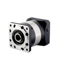 Compact Planetary Speed Reducer Gearbox Built Solid As A Rock For CNC Machining showing shiny metal housing and mounting holes.