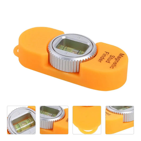 Portable Screw Finder Magnetic Detector for Wood and Metal Studs in vibrant orange, featuring a built-in level and ergonomic design.