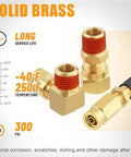 Front view of solid brass air brake line fittings kit for nylon tubing, assorted sizes 1/8, 1/4, 3/8, 1/2, 5/8 in