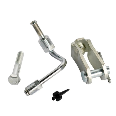 9 Inch Dual Diaphragm Chrome Power Brake Booster Paired With 1 1 8 Bore Master Cylinder And PV4 Disc Drum Proportioning Valve parts including connector and hardware.