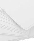 Close-up of stacked 20 Pack Of Top Shelf Blank White Pvc Id Cards Sized At 85X54MM, ideal for double sided printing and sublimation.