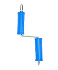 Heavy Duty Steel Drain Auger Cable With Six Removable Cutting Blades And Extended Ten Foot Reach For Knocking Out Stubborn Plugs From Kitchen Sink Lines To Bathroom Pipes Without Breaking A Sweat - blue handle and steel shaft.