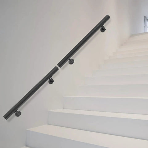 Heavy Duty Wall Mount Stair Handrail In Sleek Black Stainless Steel delivers solid grip and dependable support for indoor steps.