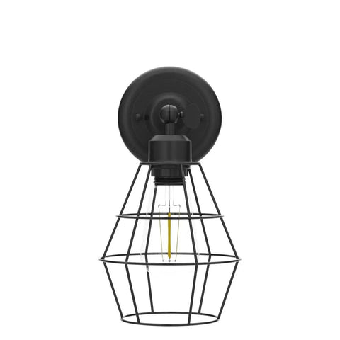 Industrial Wire Cage Wall Sconce Two Pack Vintage Farmhouse Lighting For Bedroom Headboard Porch Garage UL Listed Durable Metal Fixture With Cozy Vibe, featuring black metal cage design