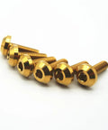 6 Pack M8x15mm Titanium Hex Socket Cap Screws For Motorcycle Disc Brake Mod, durable, anti-corrosion, with a golden finish.