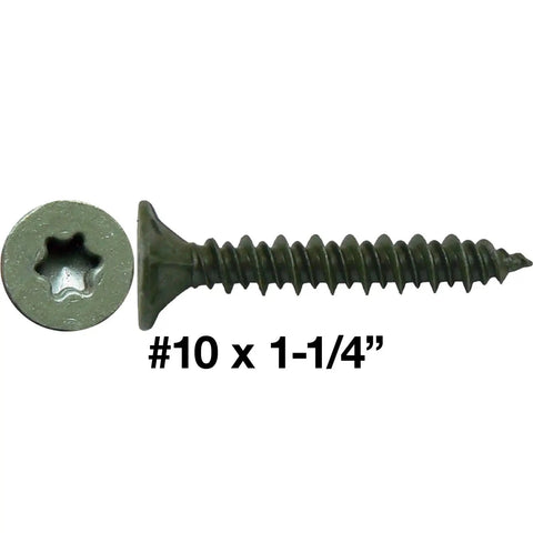 10X1-1/4 Cement Board Screws Featuring Sharp Torx T-25 Head And Ceramic Coated Finish For Easy Mounting On Concrete Backer Panels Fastened To Wood Framing A Hassle Free One Pound Pack Of Contractor Grade Hardware With Kickass Stability